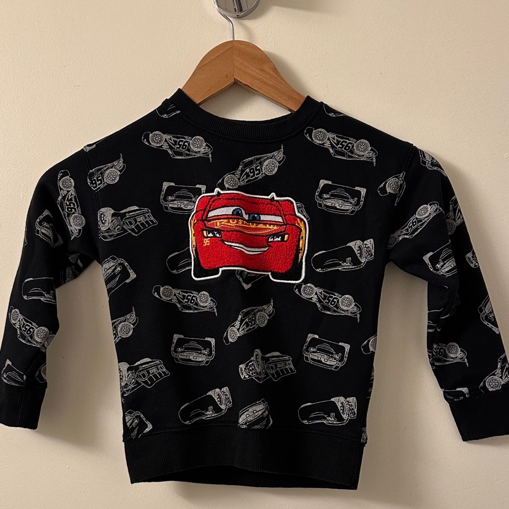 Kids Black and Red Car Print Sweatshirt